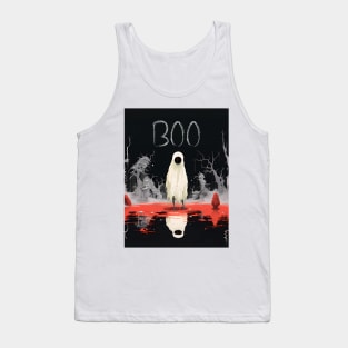 Halloween Boo 2: The White Sheet Ghost with Red Eyes Said "Boo" Tank Top